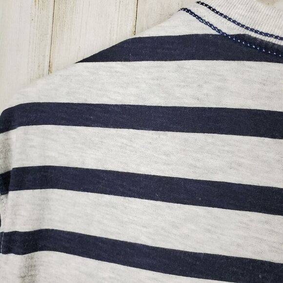 American Eagle Outfitters Striped V Neck Top Blue & Gray Large - Picture 7 of 10
